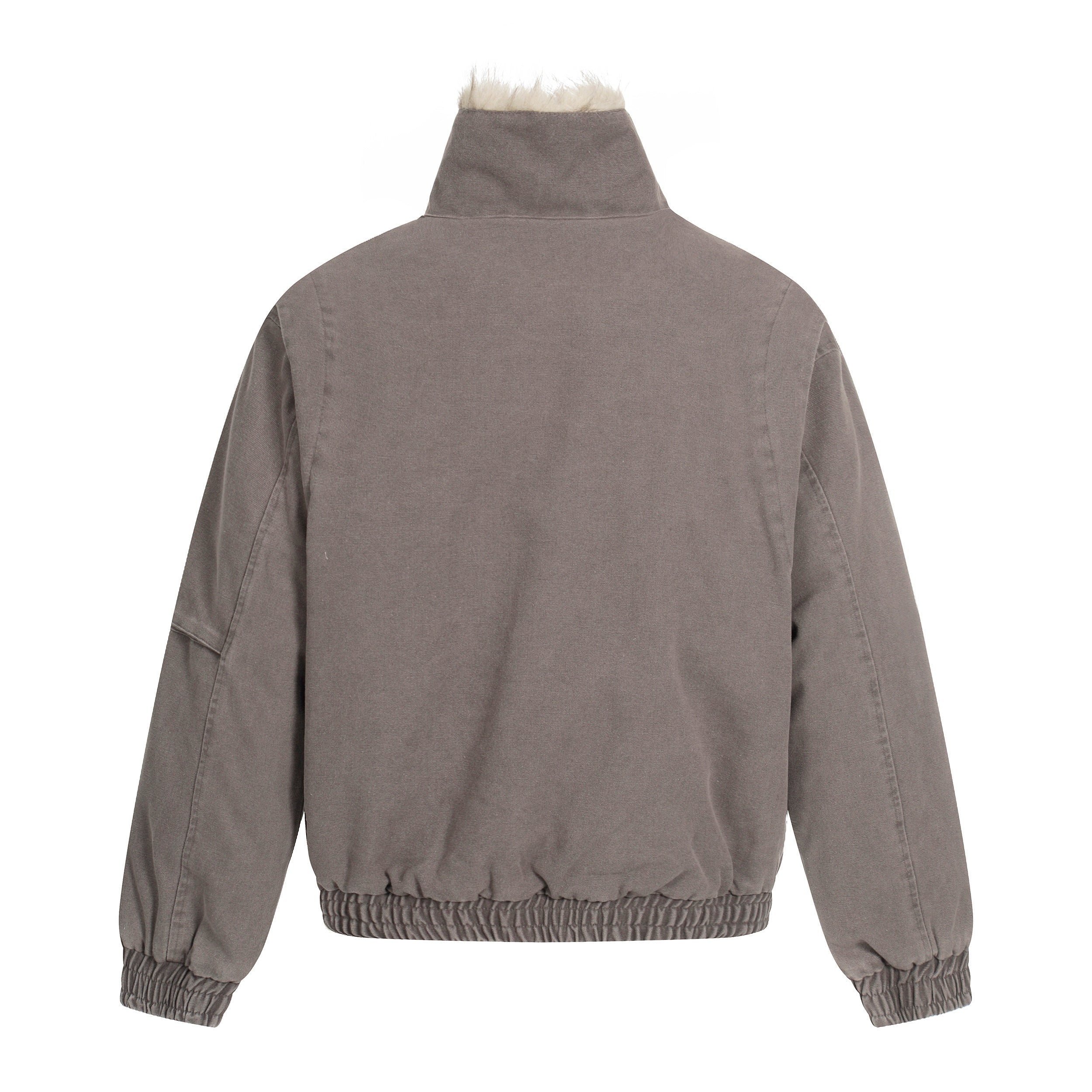 Fleece-Lined Utility Bomber Jacket | Faux-Fur Collar