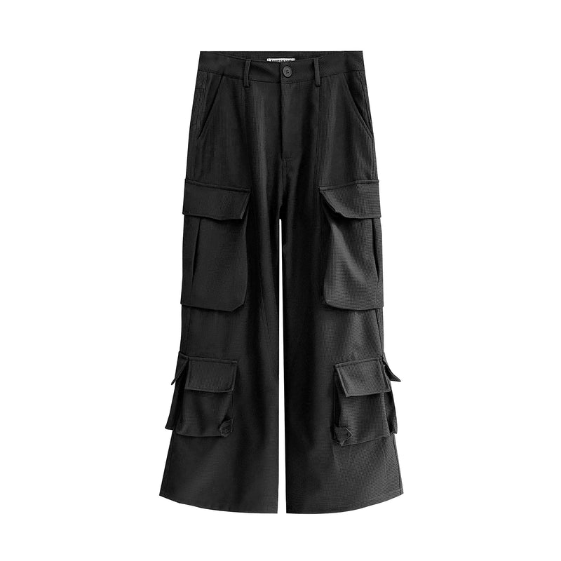 Omirad Multi-Pocket Wide-Leg Utility Cargo Pants | Black