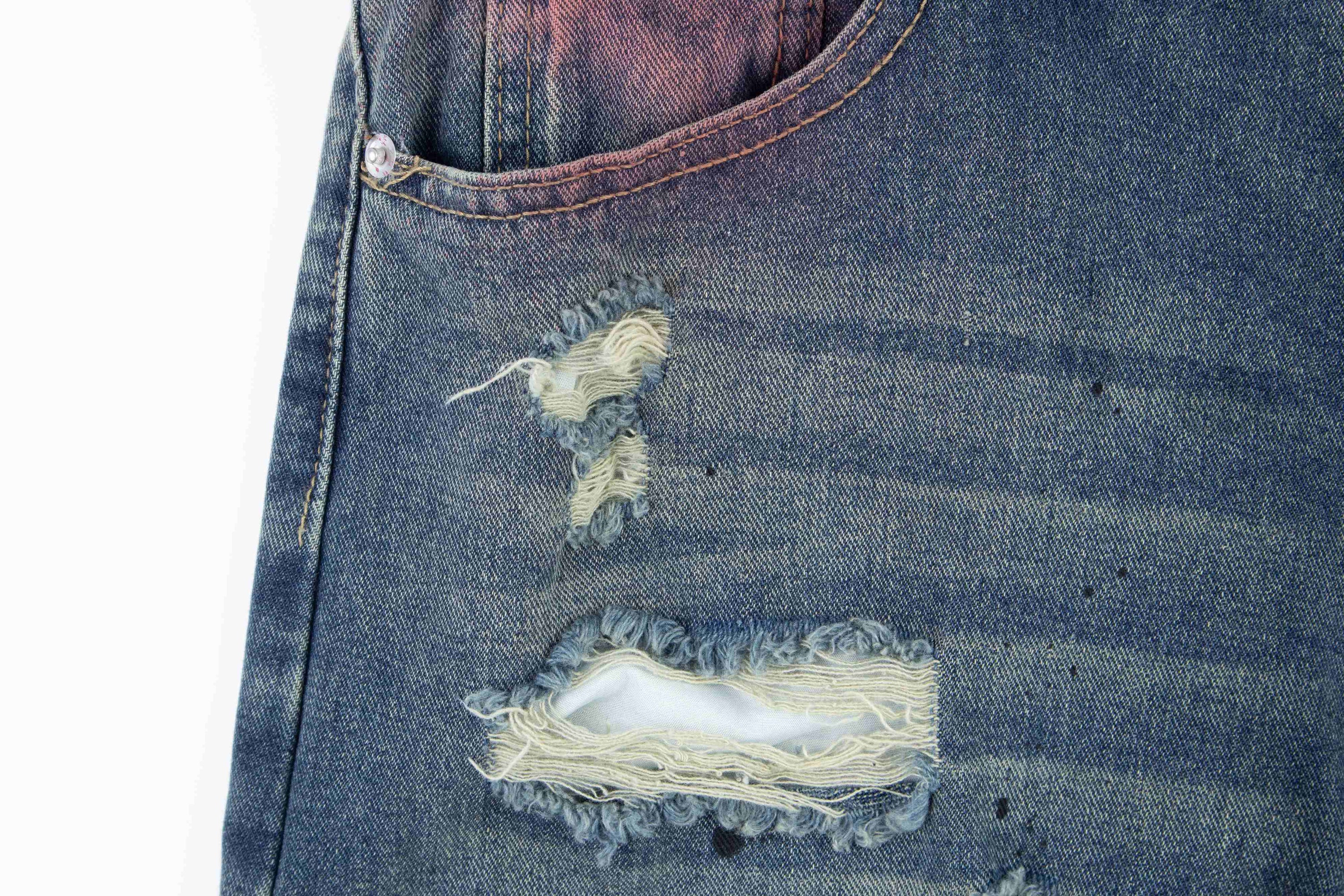 Omirad Distressed Washed Wide-Leg Jeans | Heavy Rip Denim