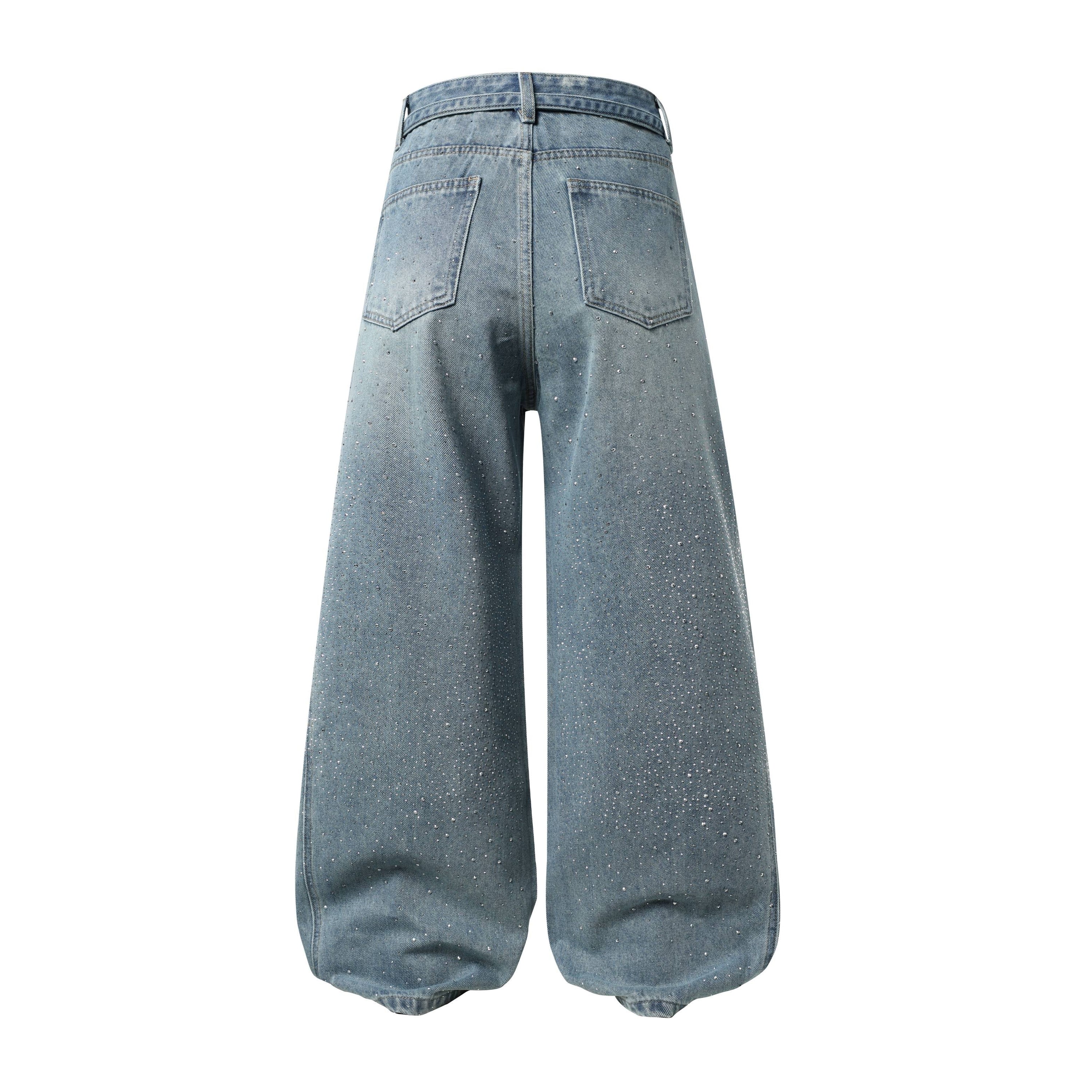 Omirad Starlight Dust Wide-Leg Baggy Jeans | Rhinestone Denim