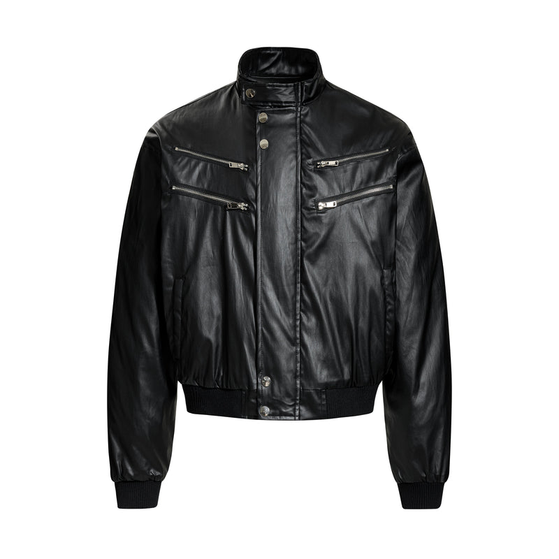 Omirad Dual-Zip PU Bomber Jacket | Moto Street Style