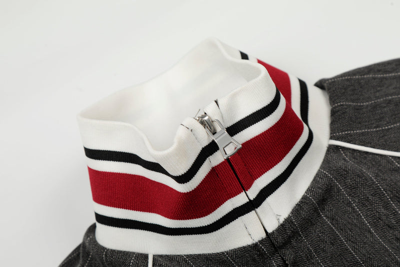 Pinstripe Track Zip Jacket | Retro Athletic Streetwear