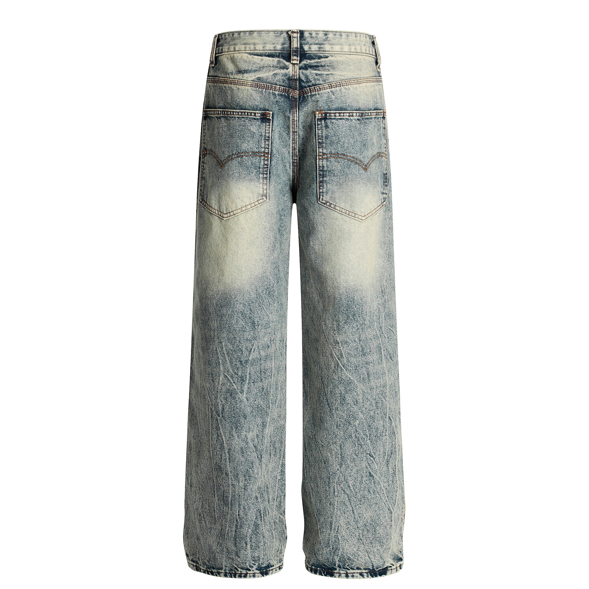 Omirad Vintage Wash Wide-Leg Jeans | Distressed Streetwear Denim