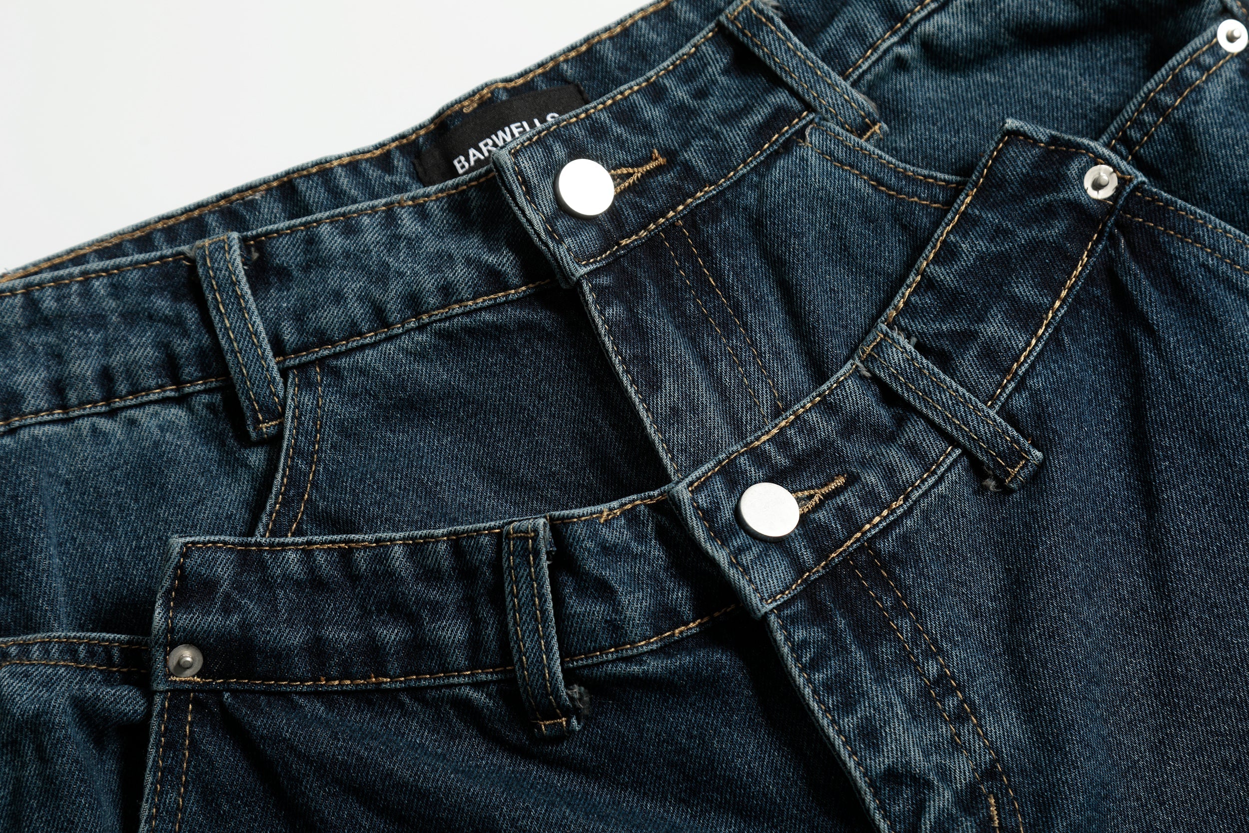 Vintage Whisker Wide-Leg Jeans | Double-Button Oversized Denim
