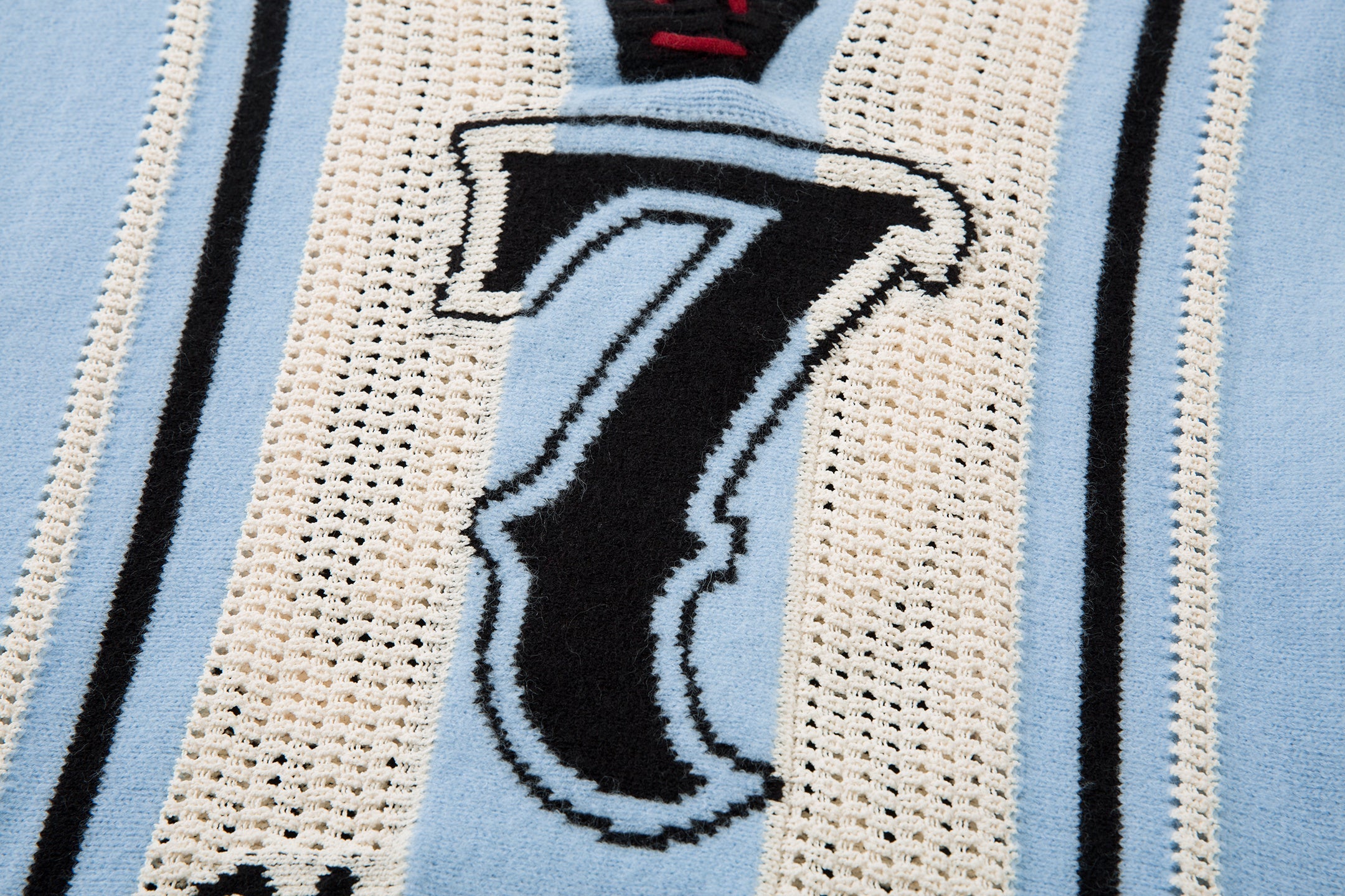 Varsity Stripe Knit Sweater | Retro Number Graphic Pullover