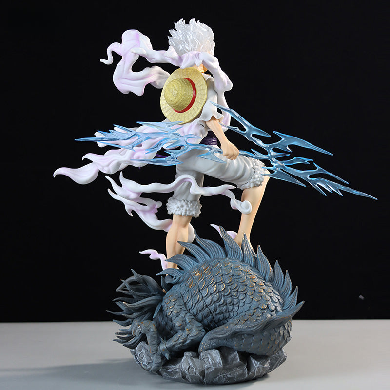 Luffy Gear 5 Action Figurine – 34cm with Lightning Effects and Dragon Base, Limited Edition – One Piece Collectible