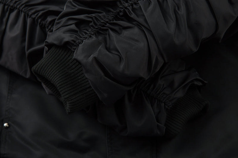 Omirad Toggle-Lock Faux Fur Hood Bomber Jacket | Black