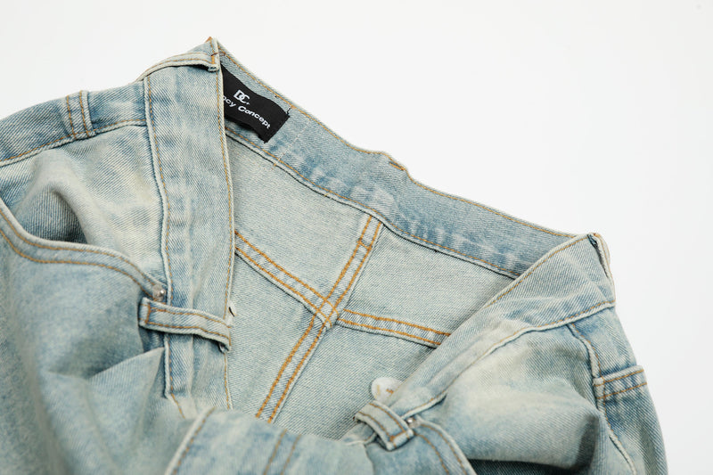Cloud-Fade Balloon Jeans | Wide-Leg Streetwear Denim