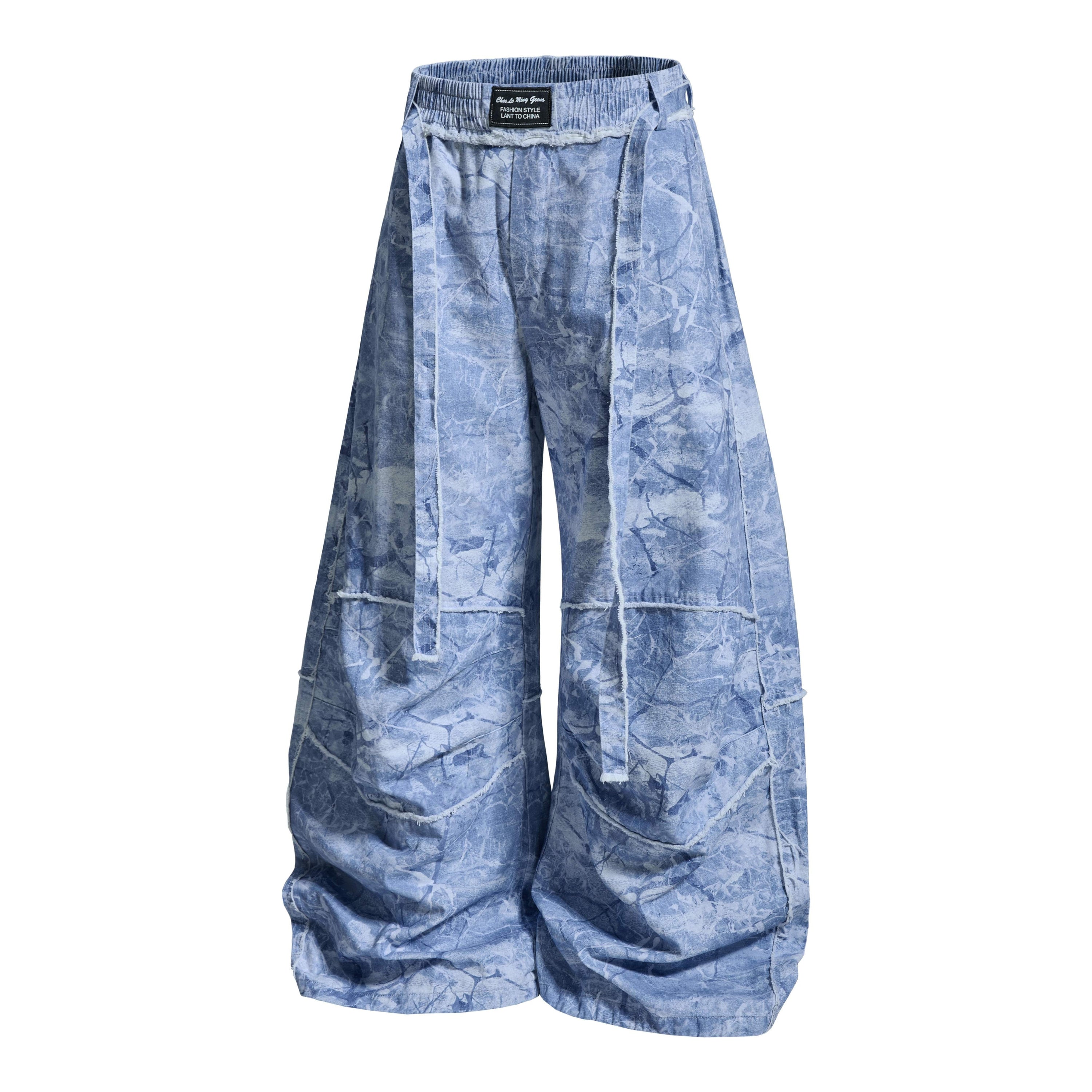 Washed Marble Wide-Leg Baggy Pants | Streetwear Denim