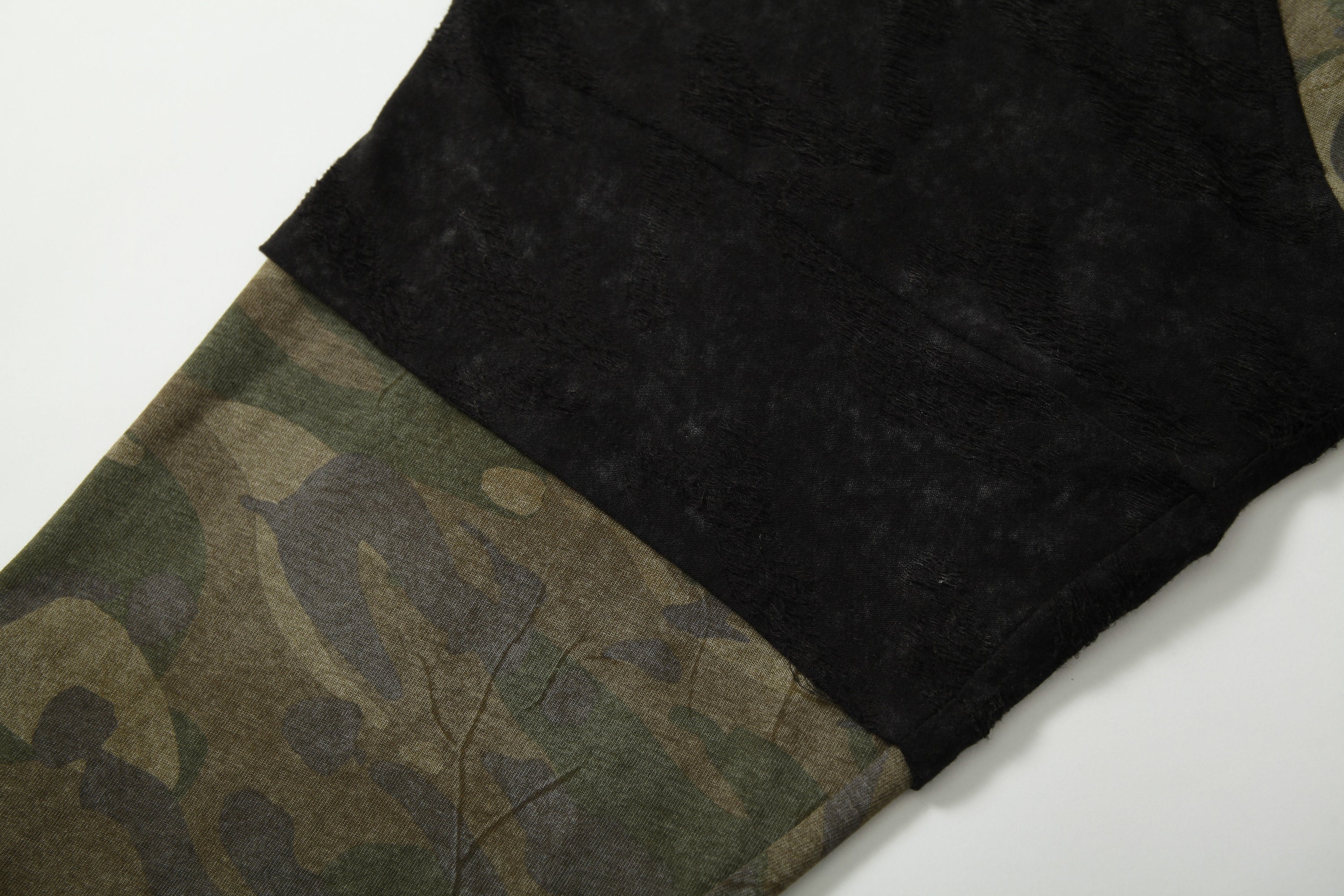 Camo Patchwork Long Sleeve Tee | Oversized Streetwear
