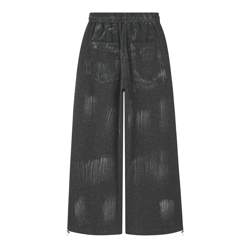 Distressed Print Wide-Leg Sweatpants | Streetwear Joggers