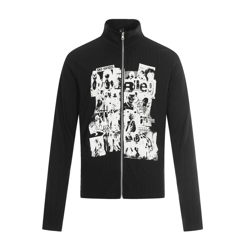 Omirad Graphic Zip Track Jacket | Punk Collage Print
