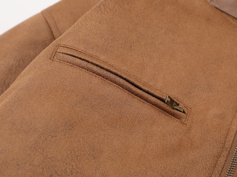 Fur-Collar Buckle Bomber Jacket | Suede-Look Winter Coat