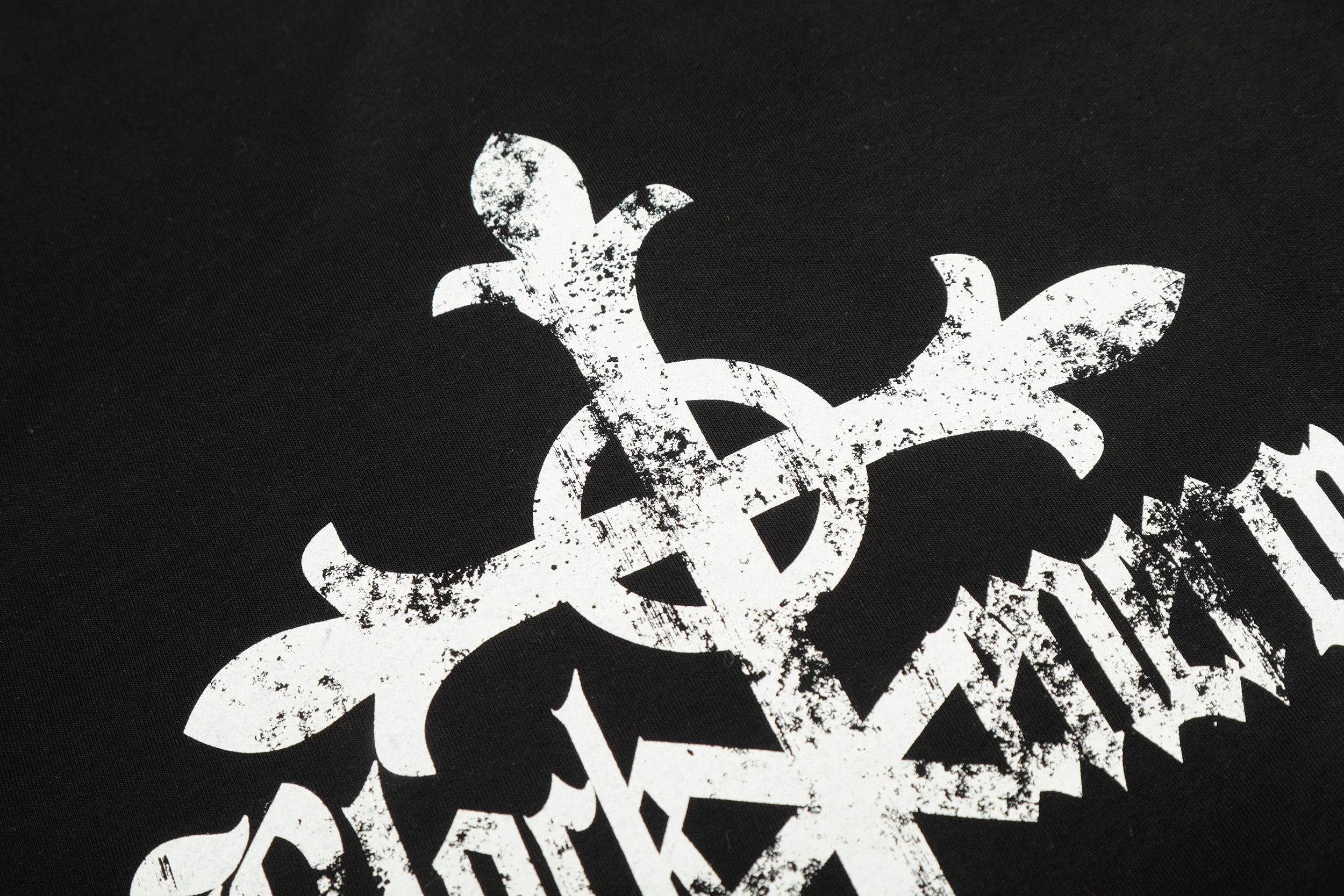 Gothic Cross Graphic Raglan Long Sleeve Tee | Striped Sleeves