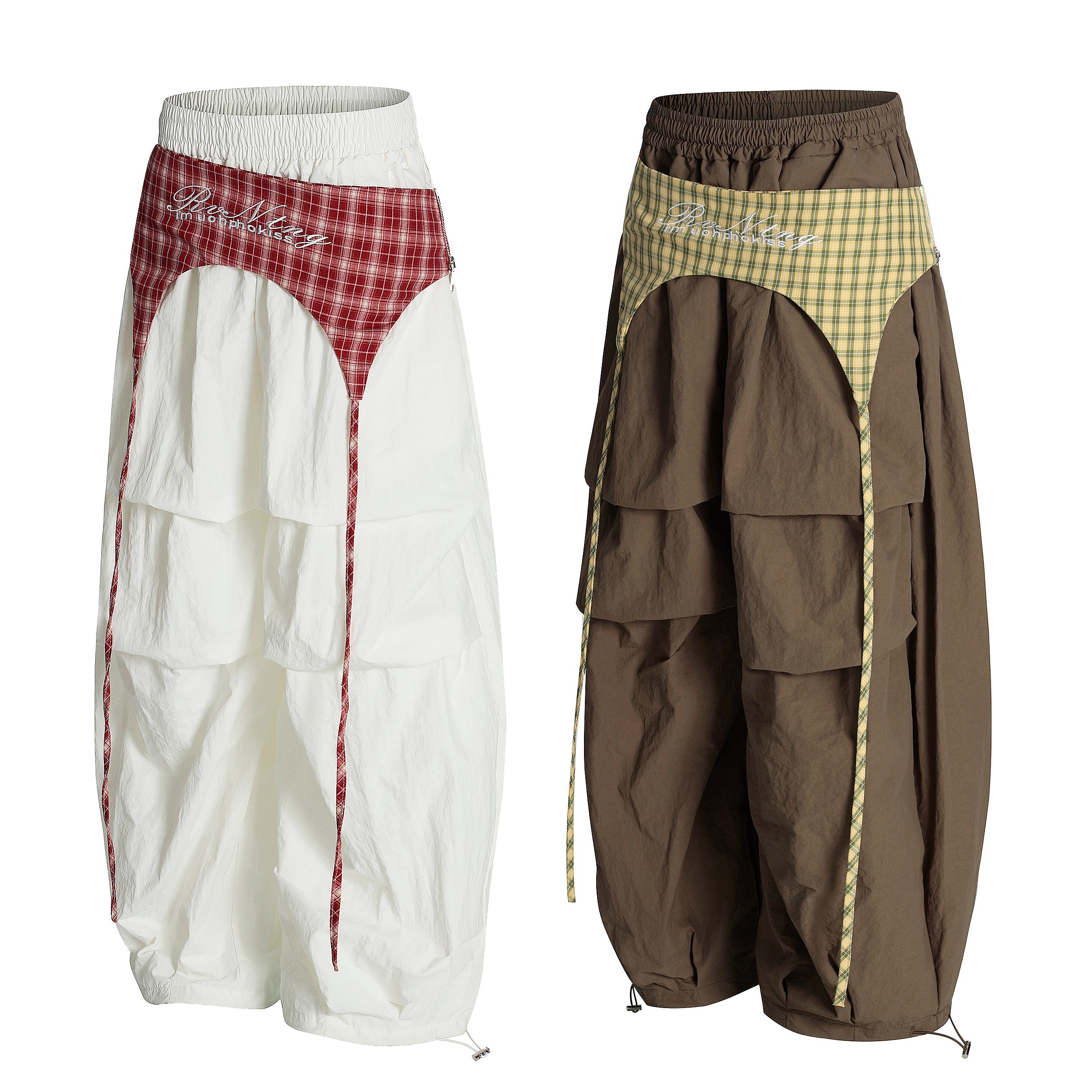 Omirad Layered Patchwork Parachute Pants | Wide-Leg Y2K