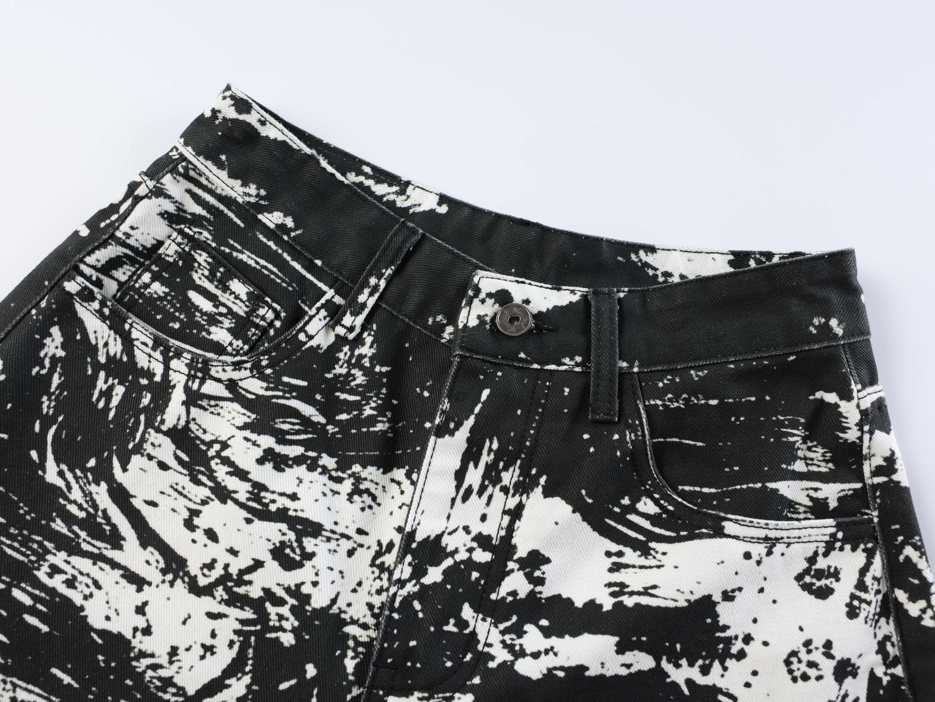 Monochrome Animal Print Wide-Leg Jeans | Oversized Streetwear