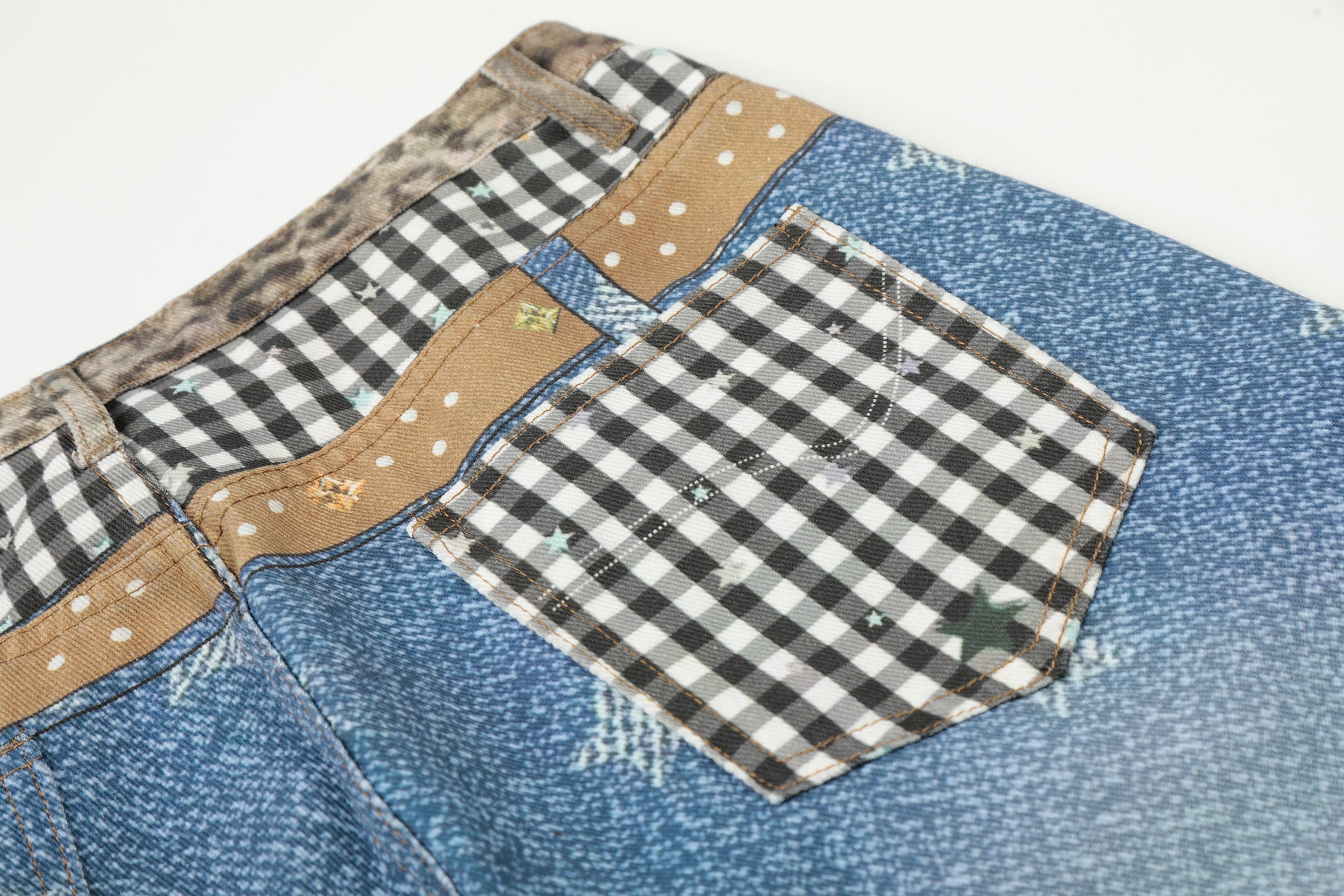 Omirad Vintage Patchwork Star-Wash Denim Shorts | Streetwear