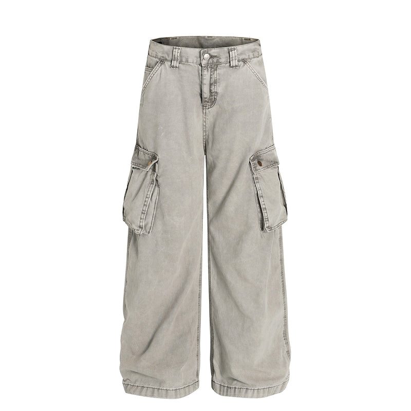 Omirad Vintage Washed Cargo Wide-Leg Pants | 100% Cotton