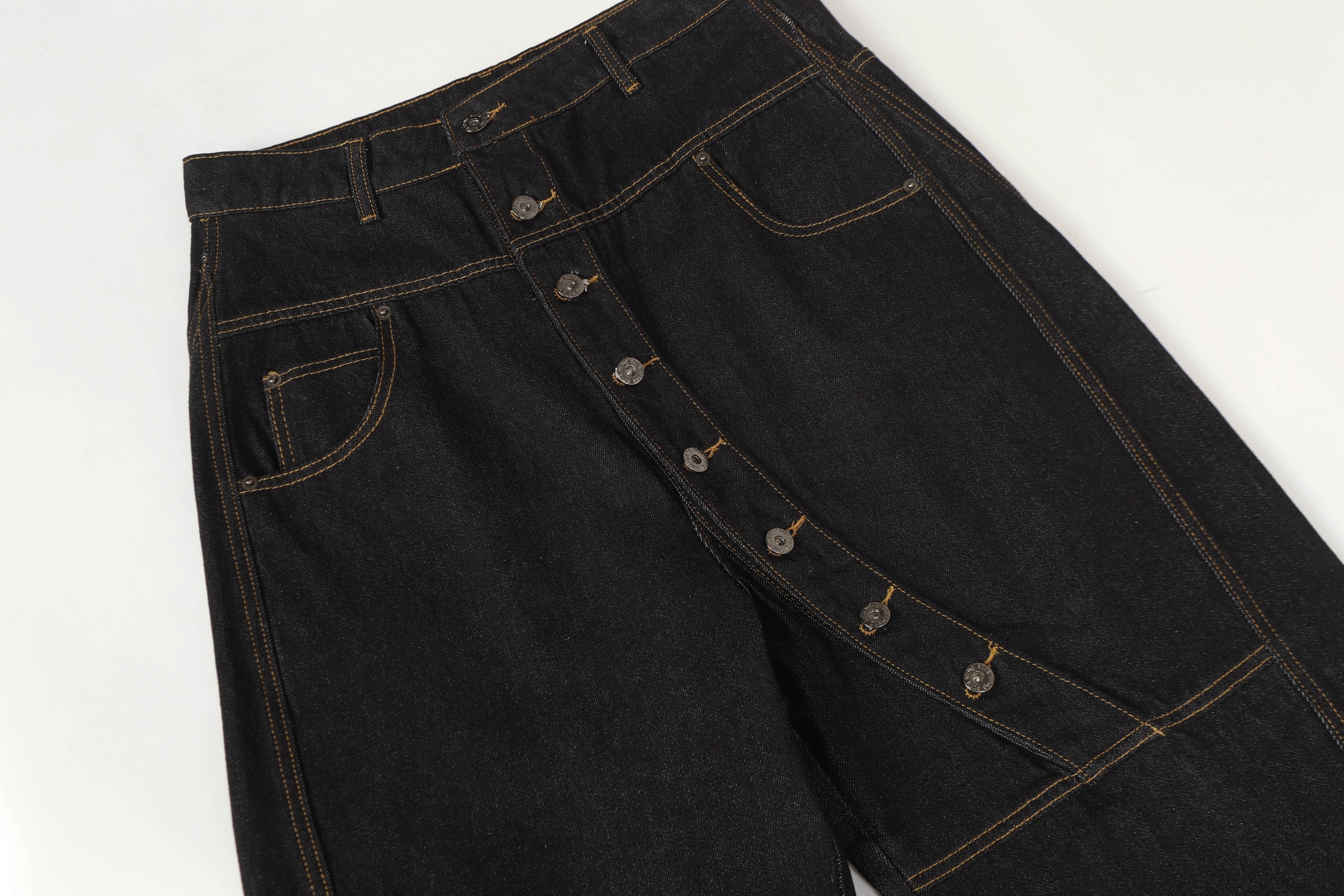 Asymmetric Button Wide-Leg Balloon Denim Pants | SEAKOFF