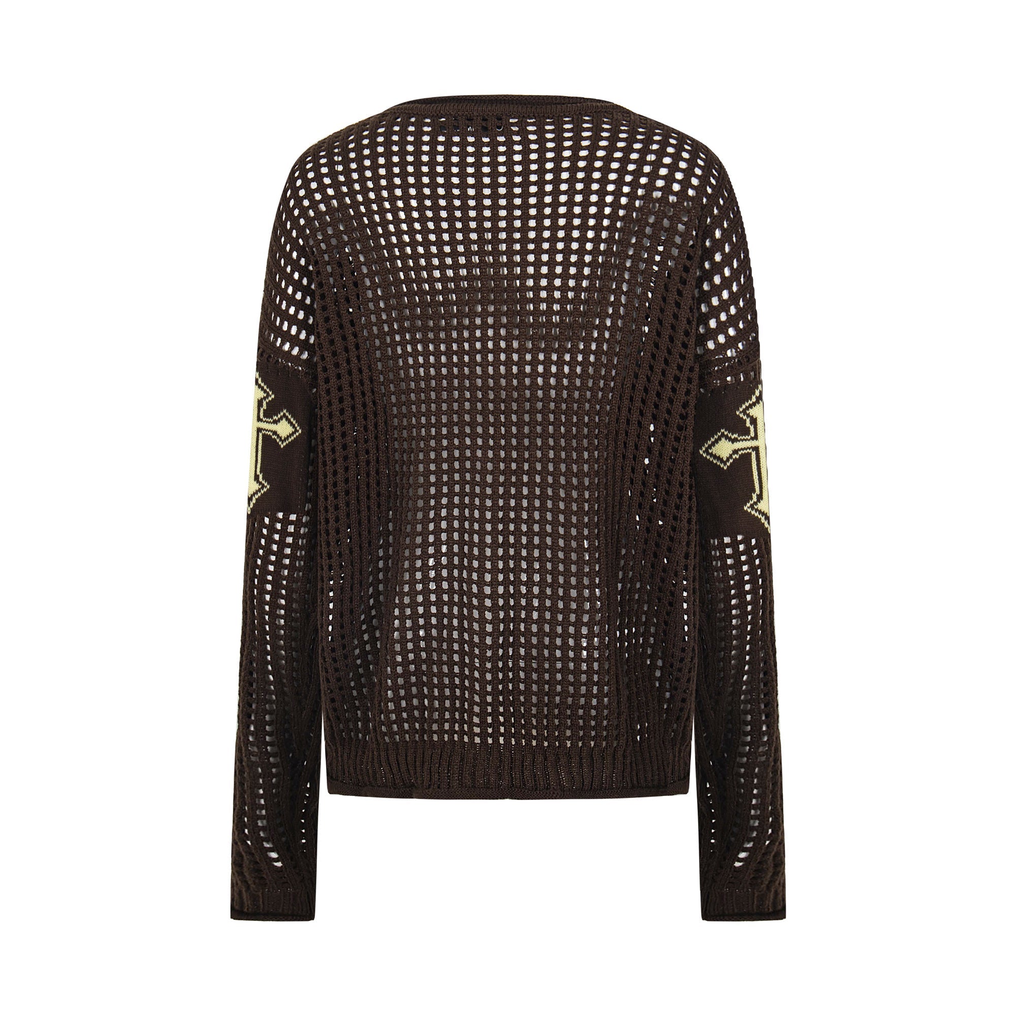 Hollow Knit Crewneck Sweater | Varsity CH Open-Knit Top