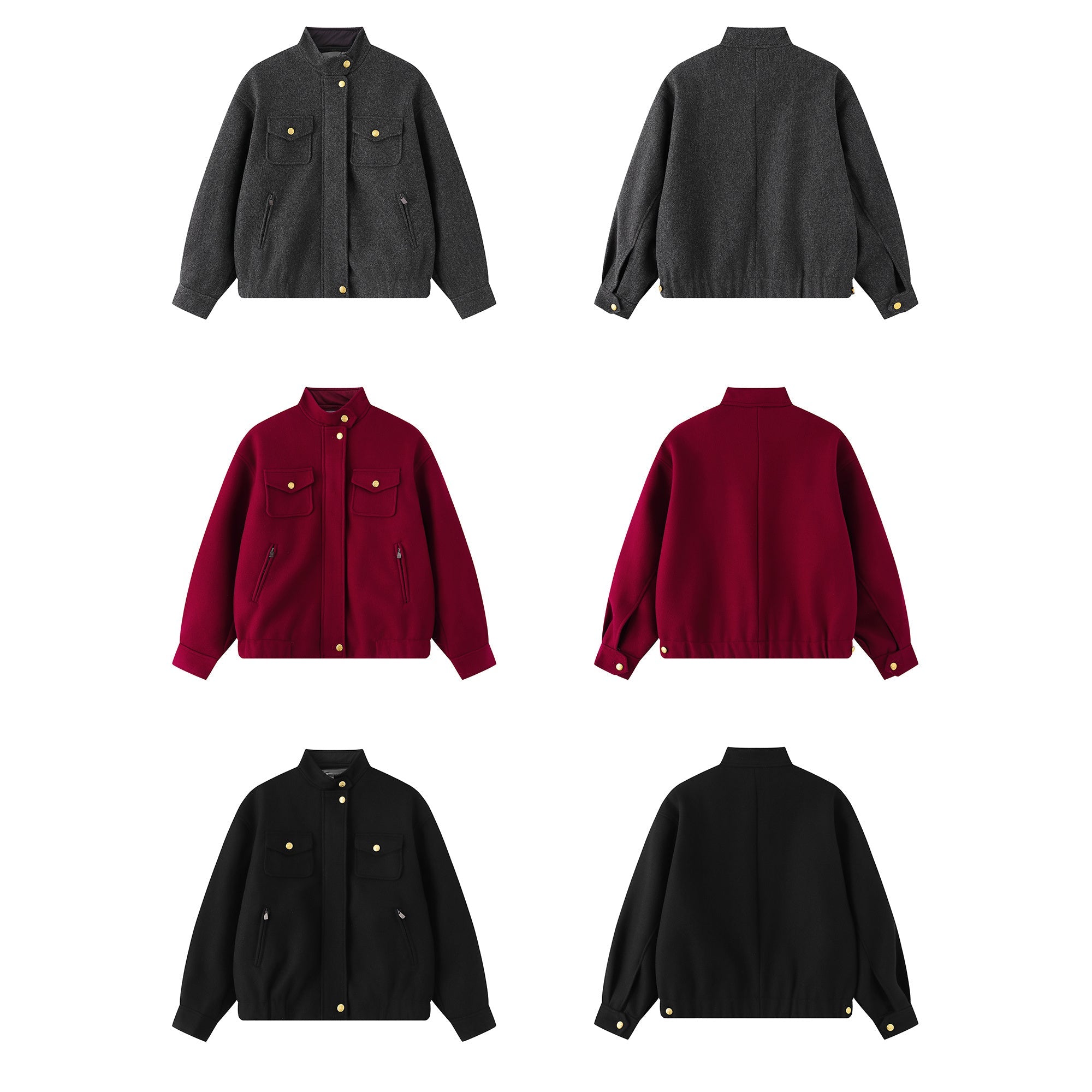 Omirad Utility Bomber Jacket | Gold-Tone Snap Stand Collar