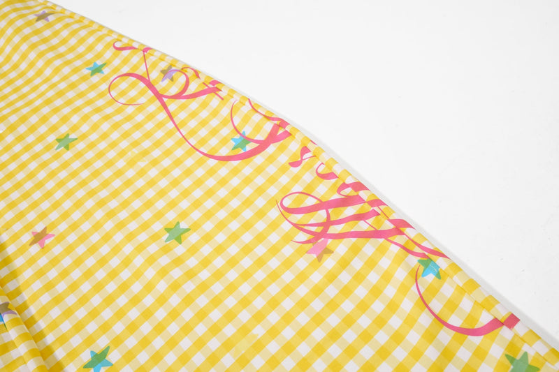 Pastel Gingham Balloon Pants | Y2K Wide-Leg Star Print