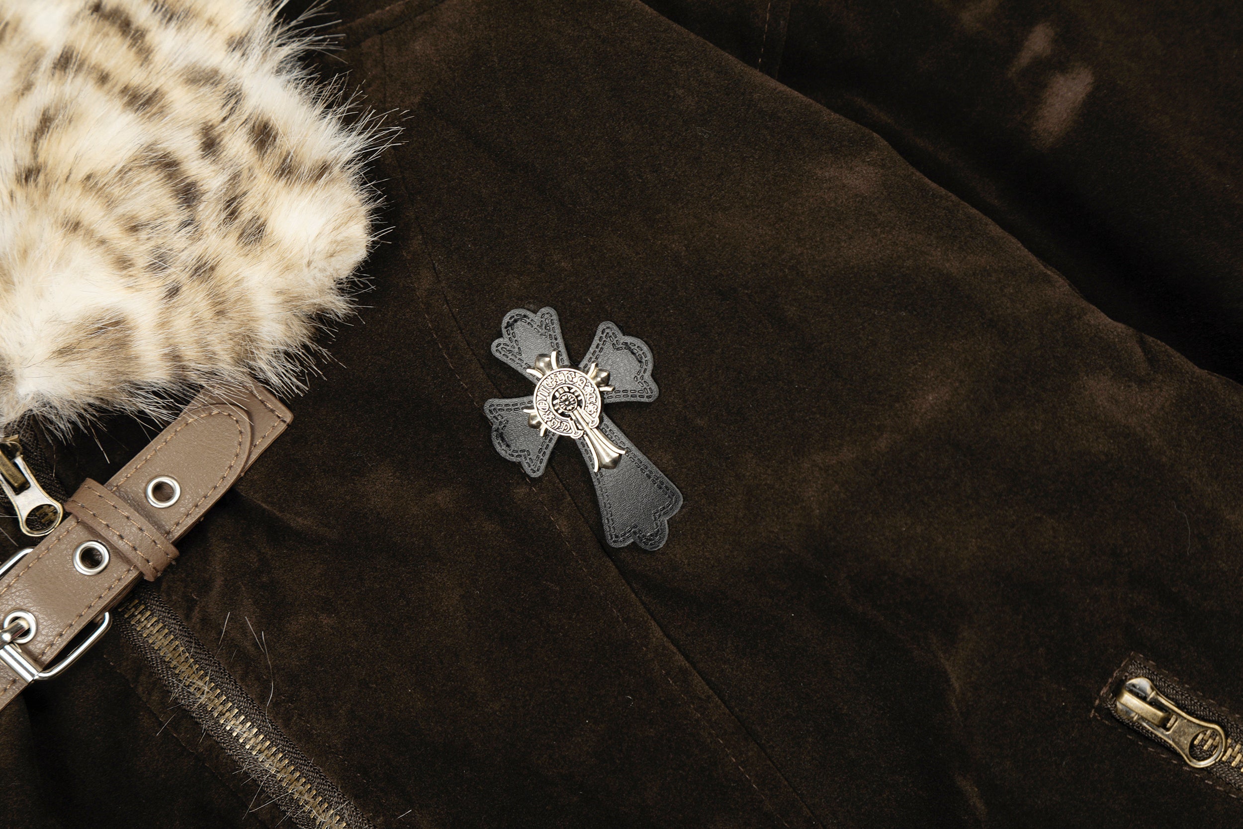 Faux Fur Collar Suede-Texture Bomber Jacket | Omirad