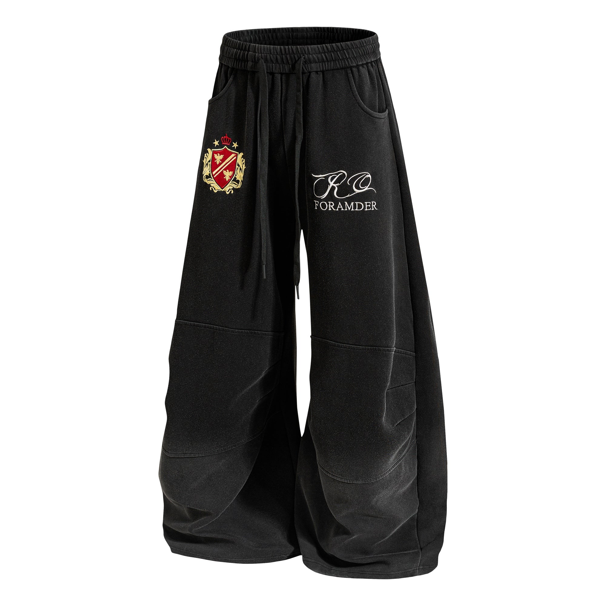 Crest Embroidery Balloon Sweatpants | Oversized Streetwear