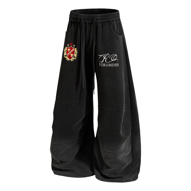 Crest Embroidery Balloon Sweatpants | Oversized Streetwear