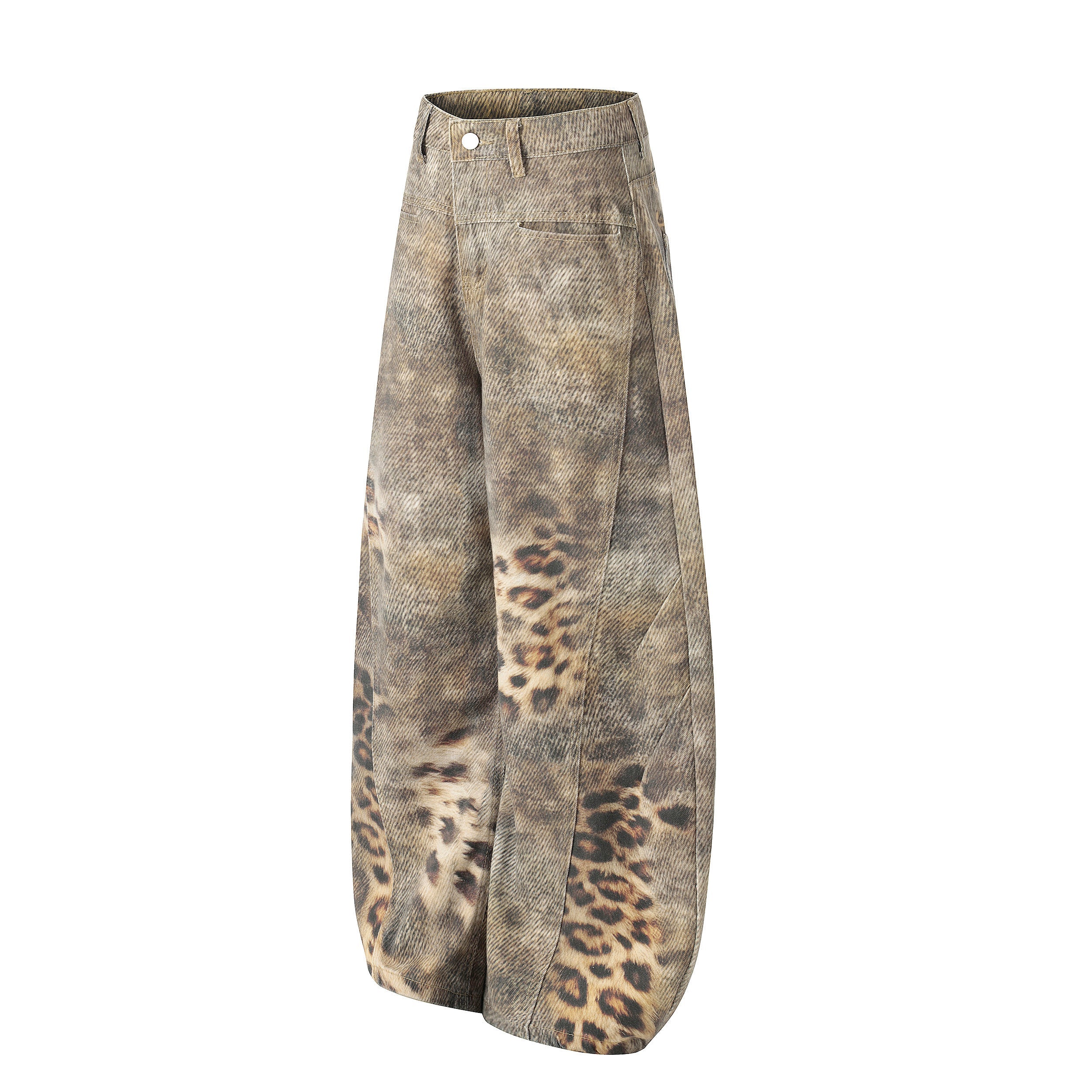 Leopard Wash Wide-Leg Jeans | Vintage Streetwear Denim