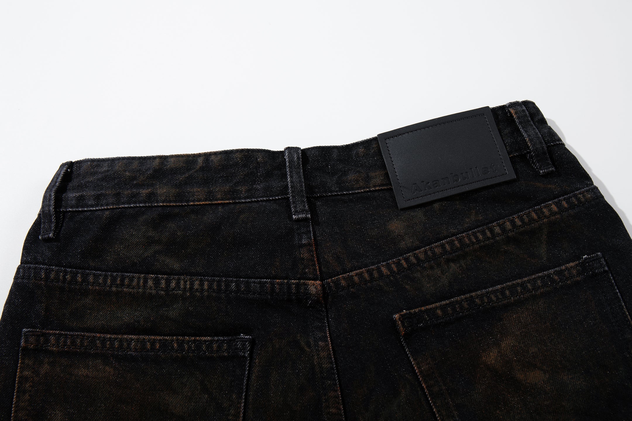 Hand-Painted Washed Wide-Leg Jeans | Dark Grunge Denim