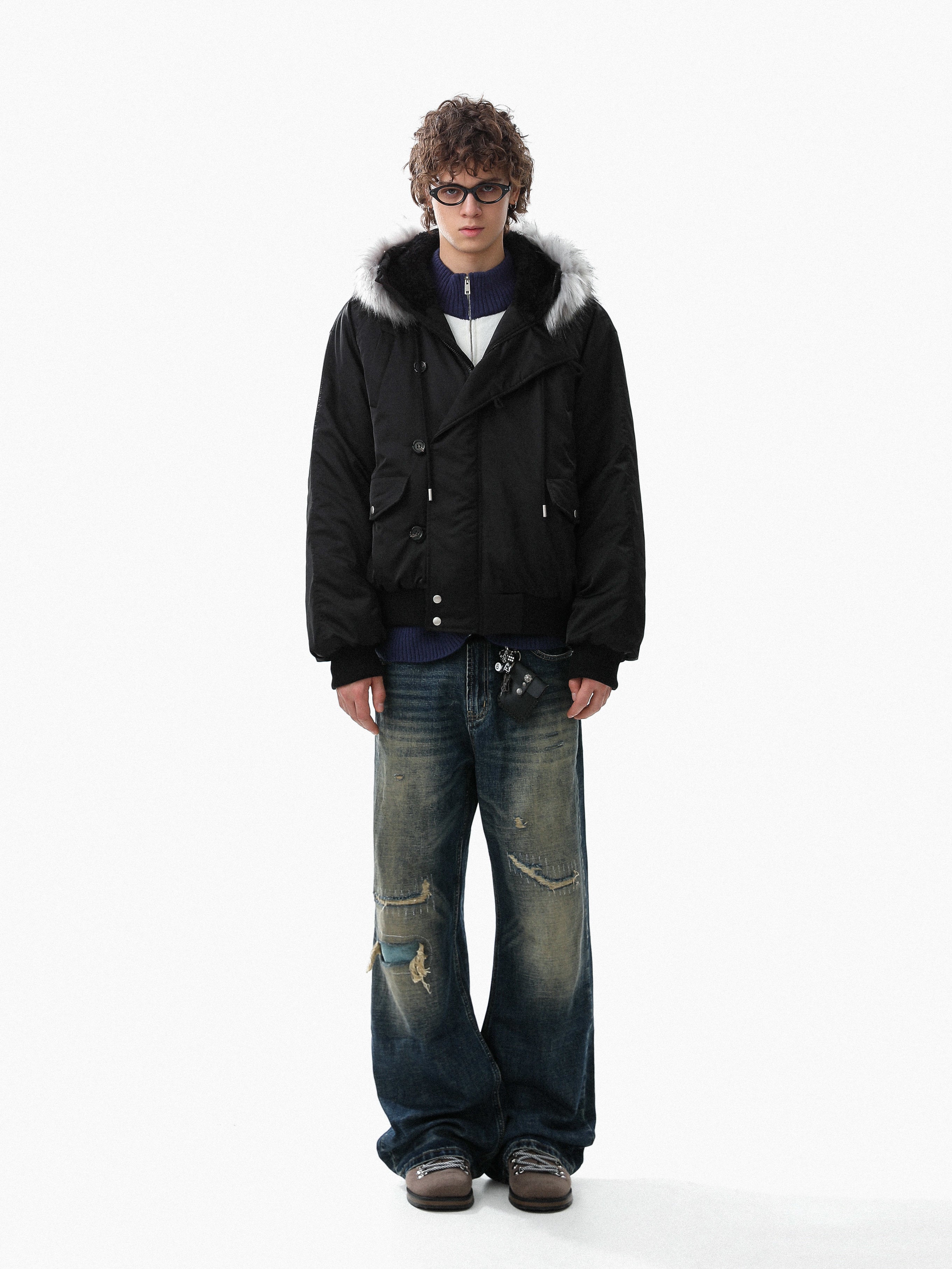 Faux Fur Trim Padded Bomber Jacket | Cropped Winter Coat