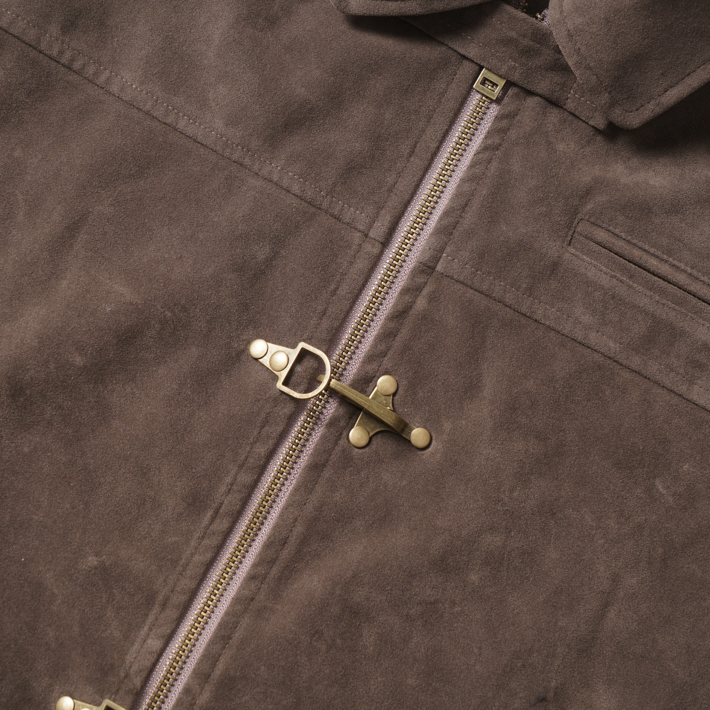 Omirad Vintage Toggle Zip Jacket | Washed Brown Workwear