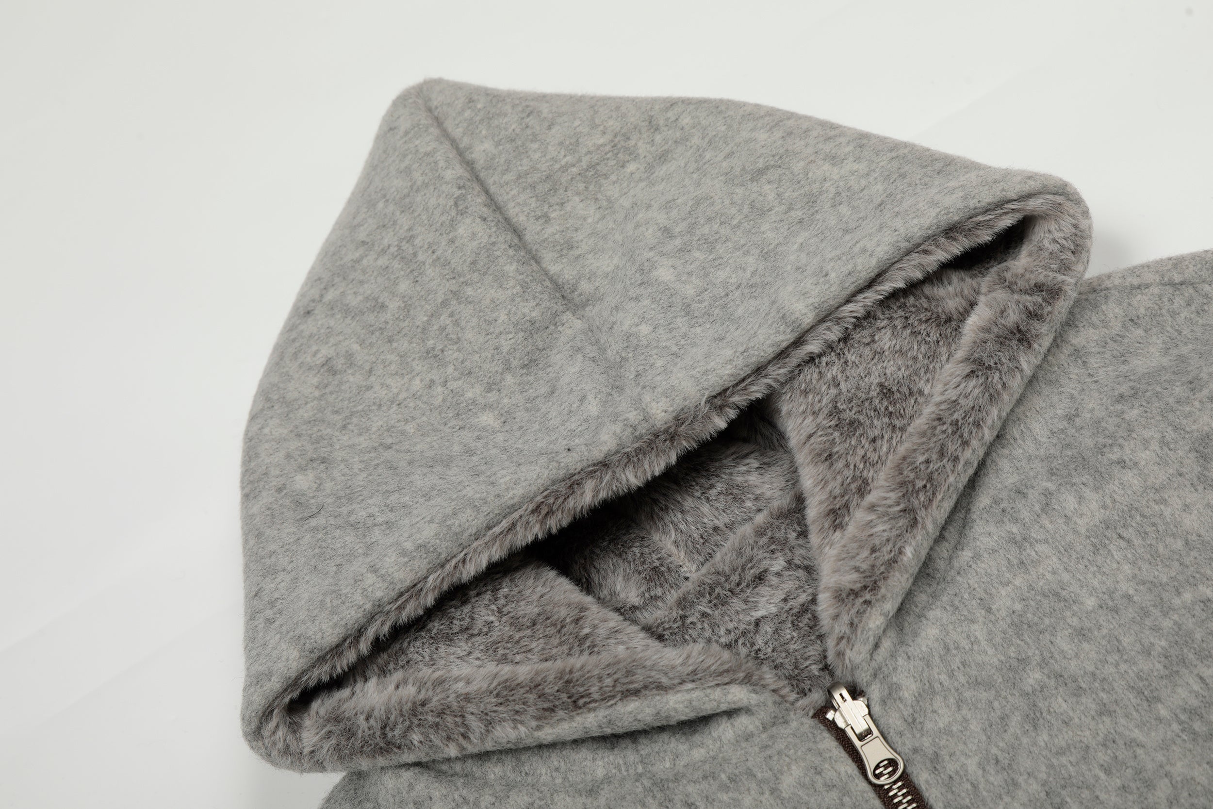 Wool Blend Fleece Hooded Bomber Jacket | Omirad