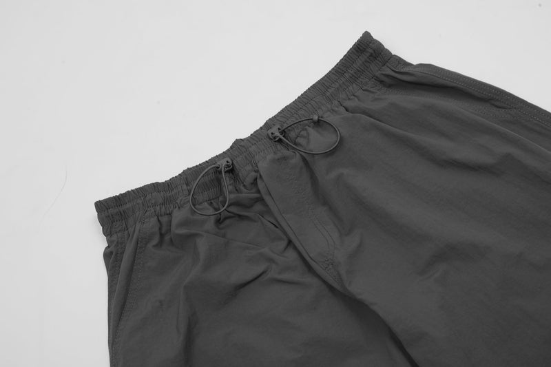 Lightweight Nylon Drawstring Parachute Pants | Wide Leg