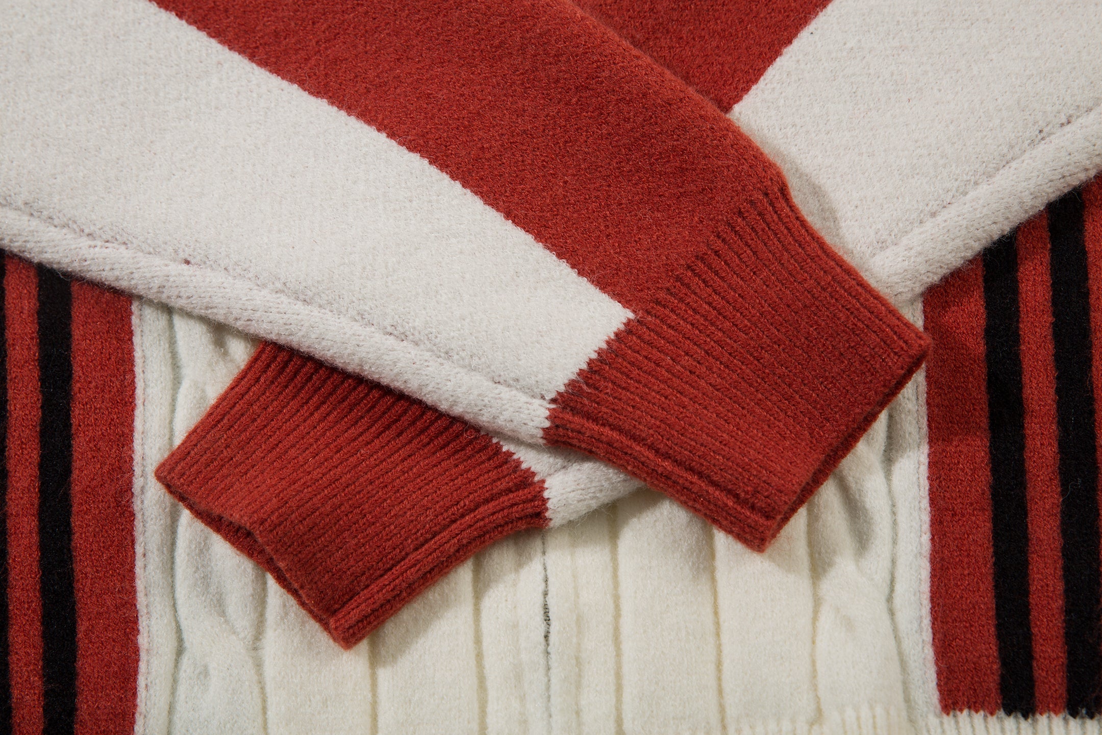 Retro Stripe Cable-Knit Zip Jacket | Varsity Color Block