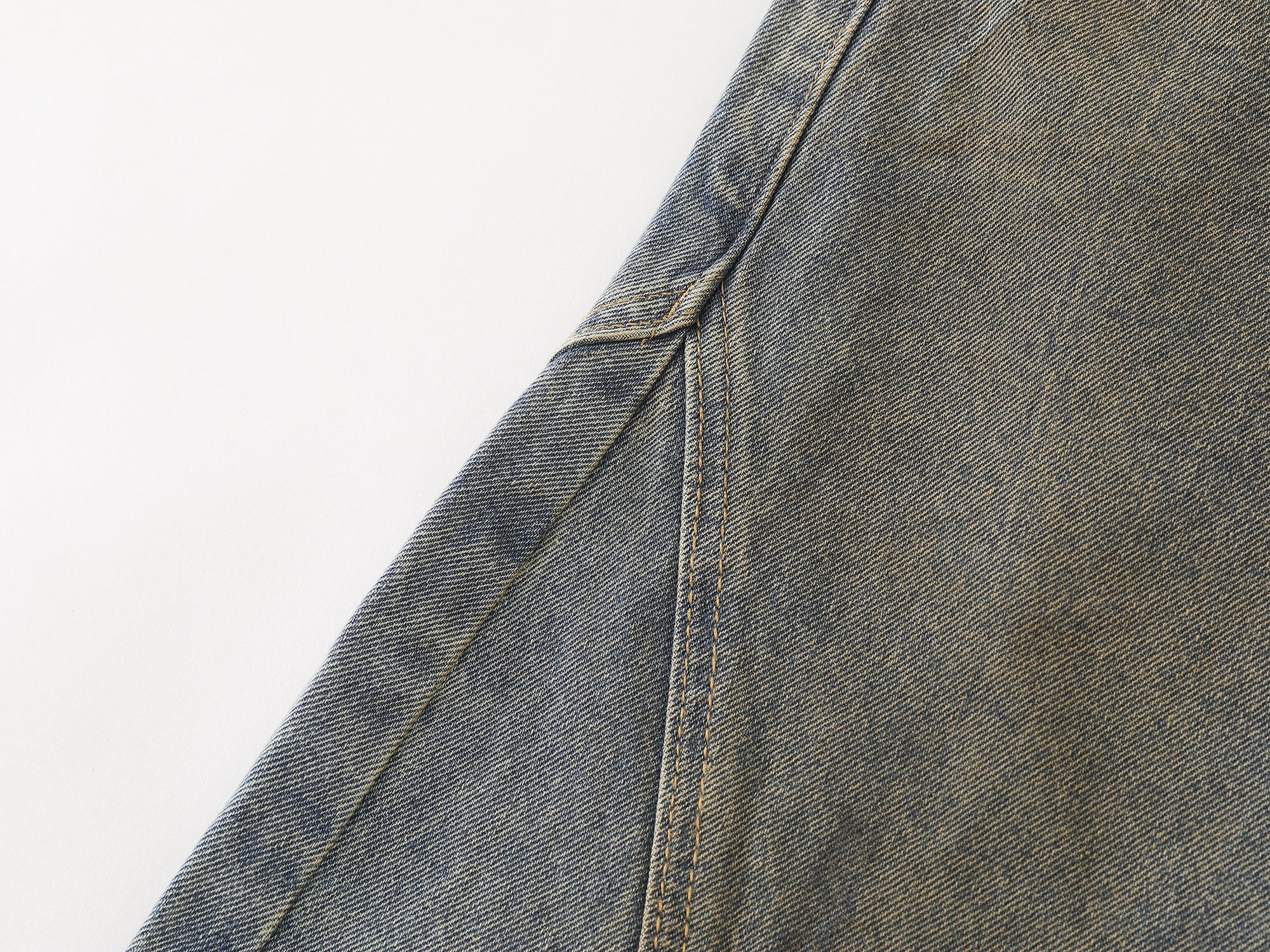 Faded Curved-Panel Wide-Leg Denim Pants | Streetwear Jeans