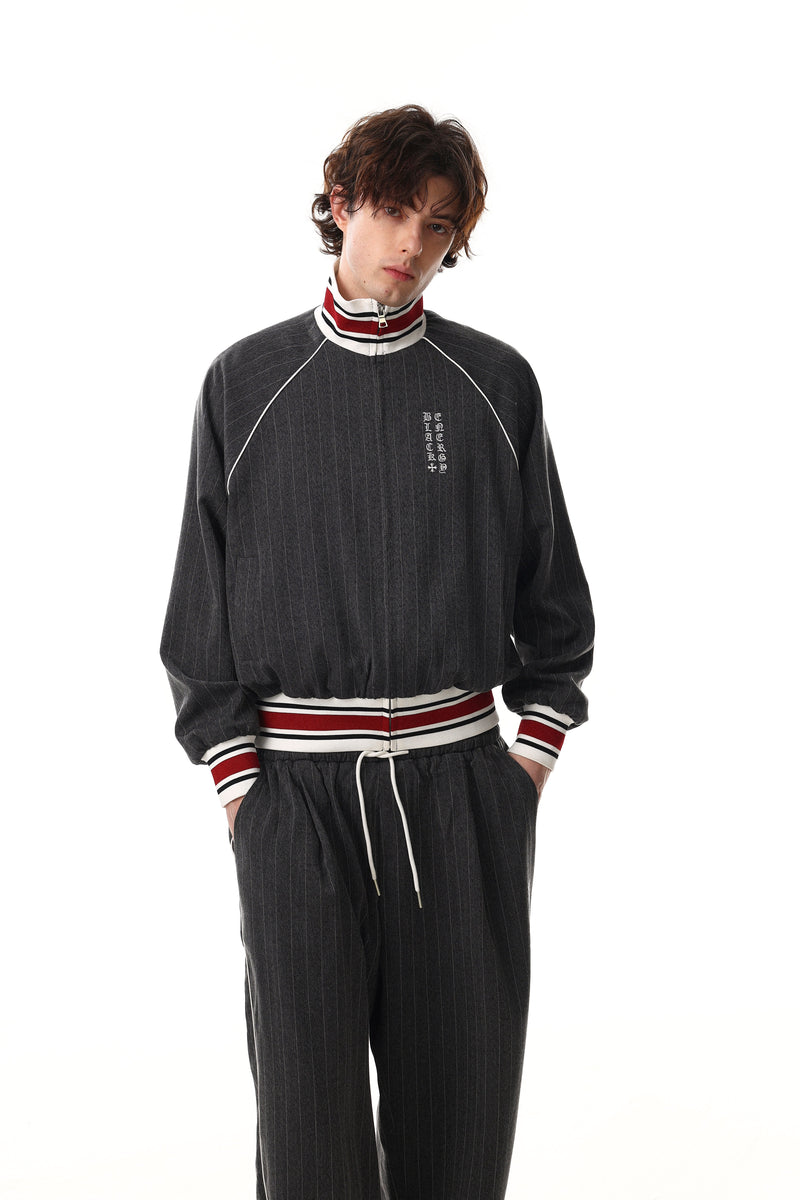 Omirad Pinstripe Wide-Leg Track Pants | Relaxed Fit