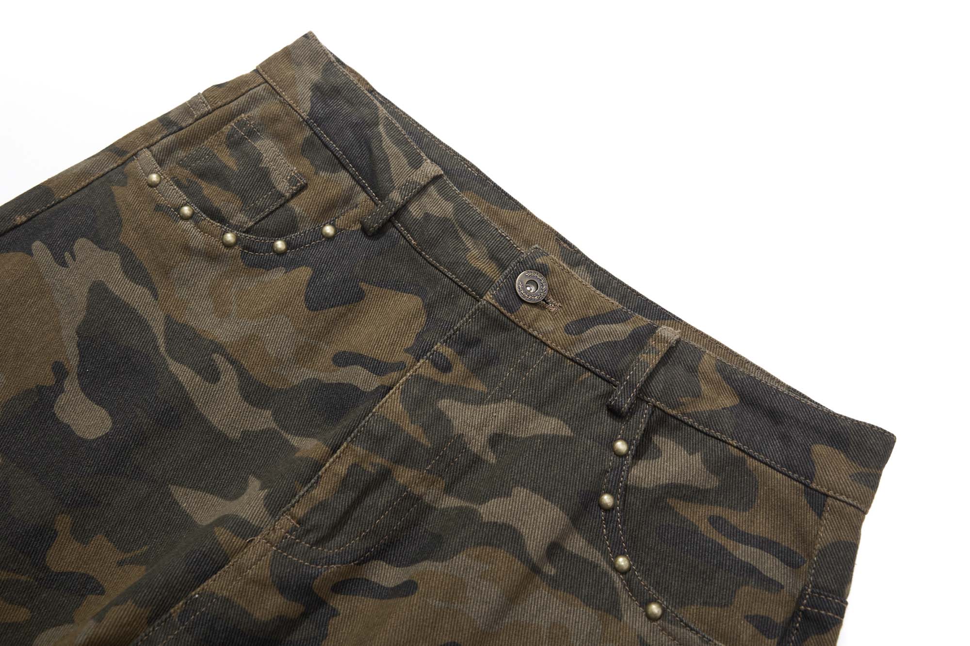 Omirad Camouflage Barrel-Leg Jeans | Wide Leg Camo Denim