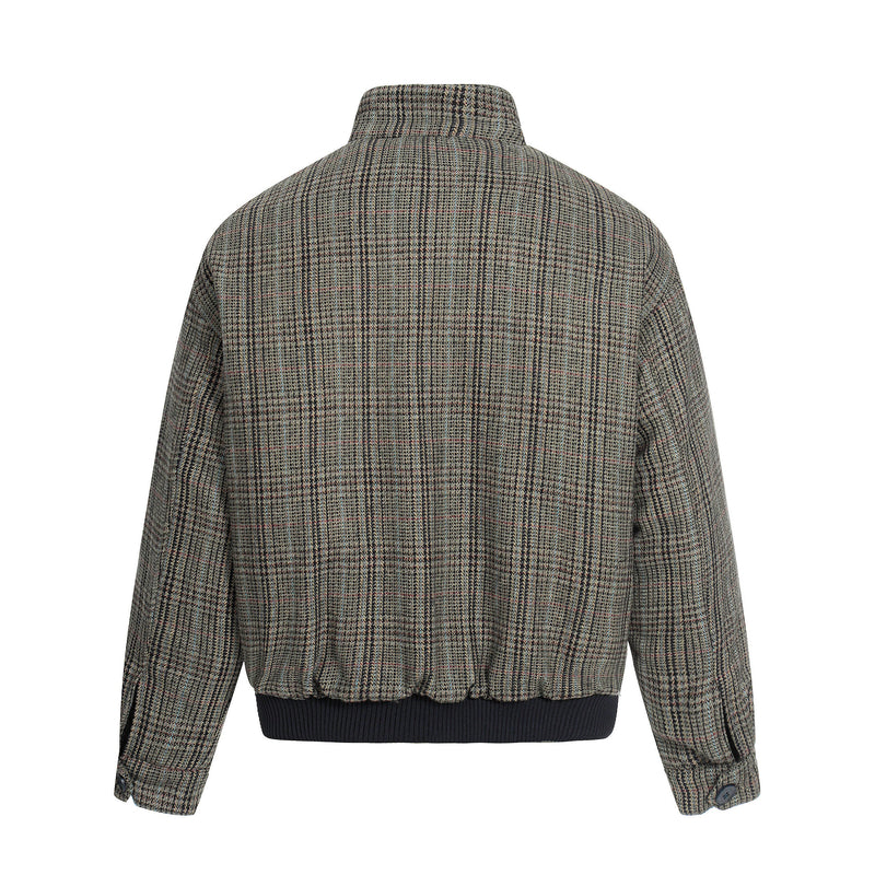 Vintage Plaid Wool Blend Bomber Jacket | Retro Check