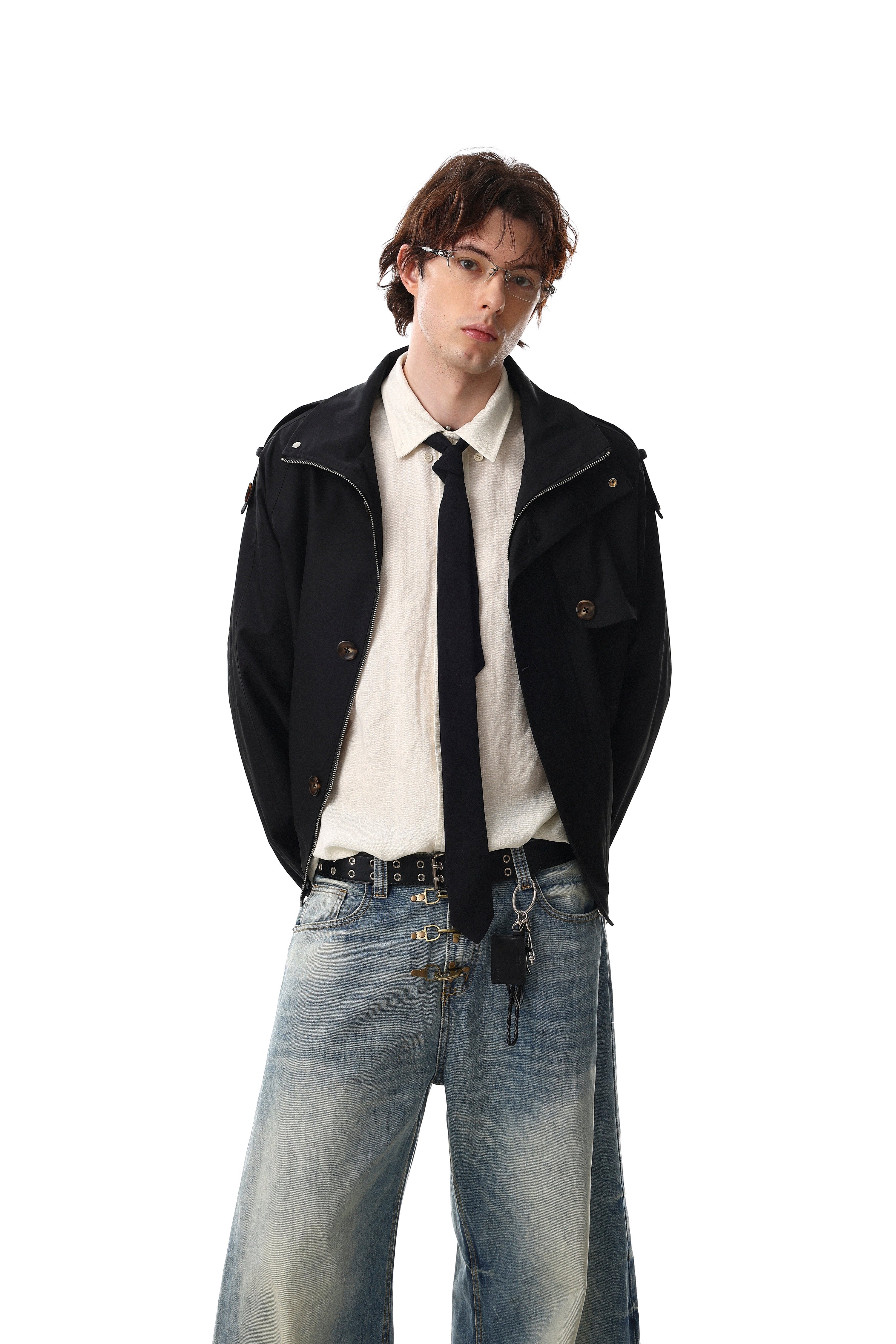 Utility Stand Collar Cropped Jacket | 100% Cotton