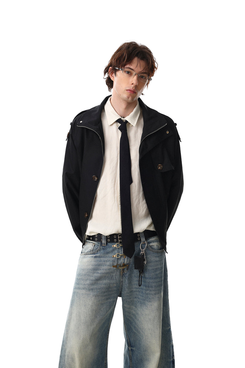 Utility Stand Collar Cropped Jacket | 100% Cotton