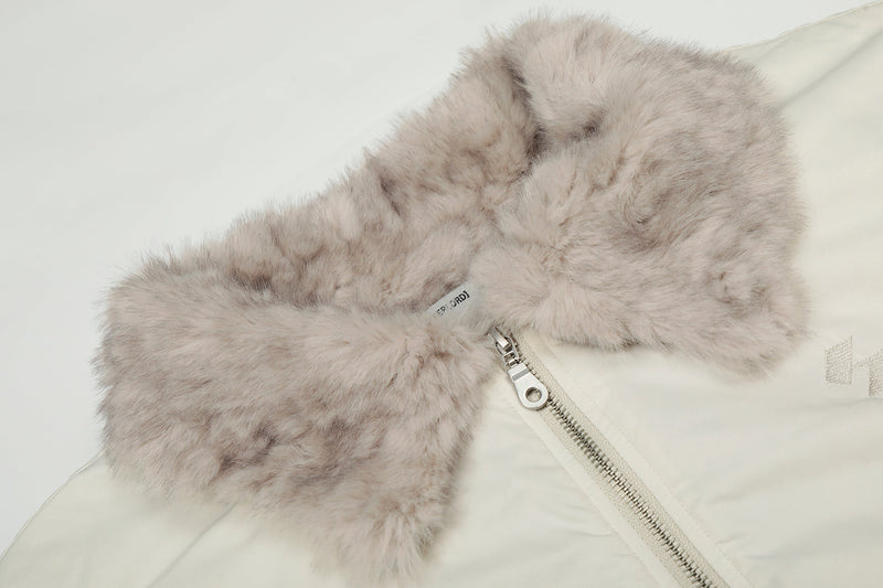 Faux Fur Collar Bomber Jacket | Off-White & Black
