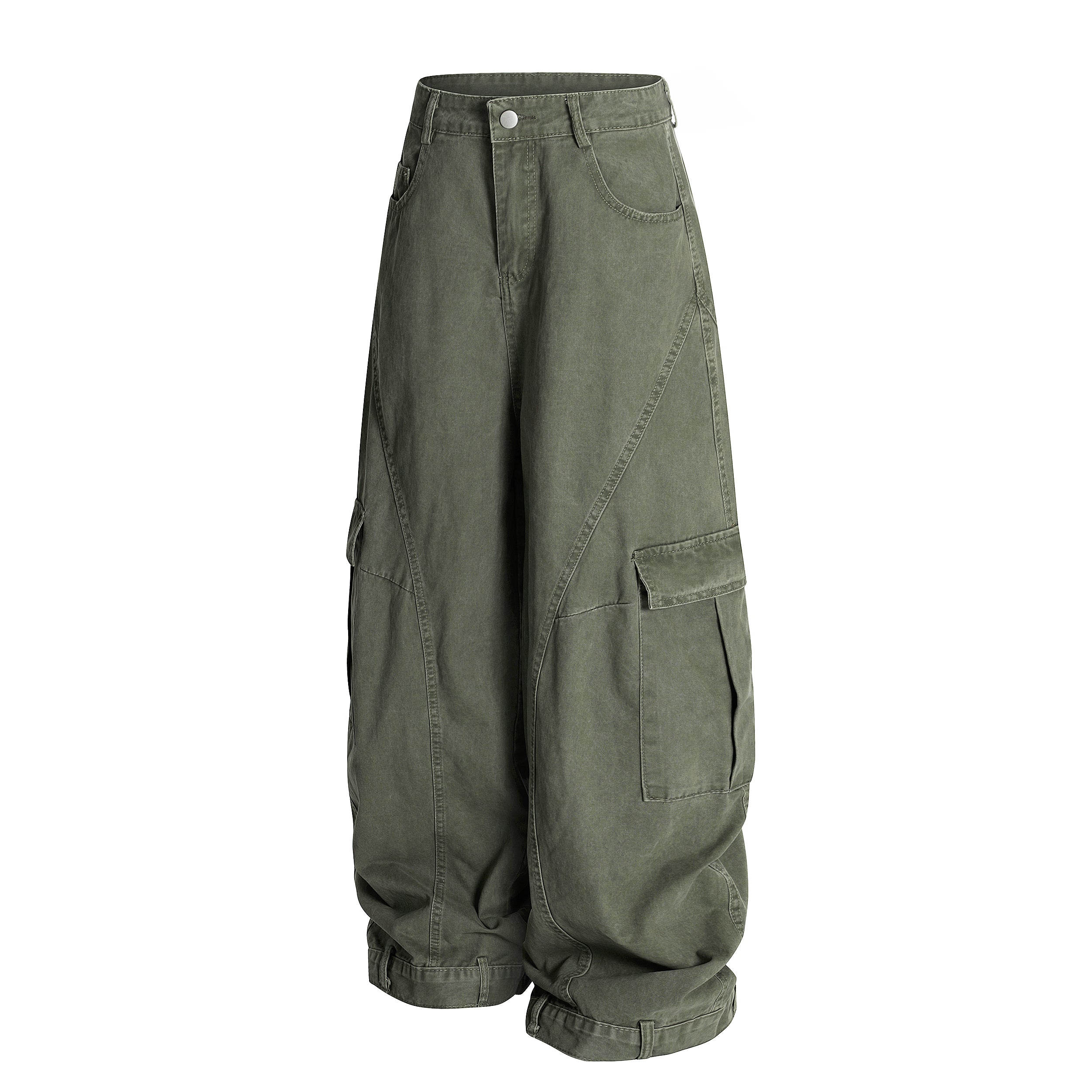 Omirad Heavy-Wash Wide-Leg Cargo Pants | Oversized Streetwear