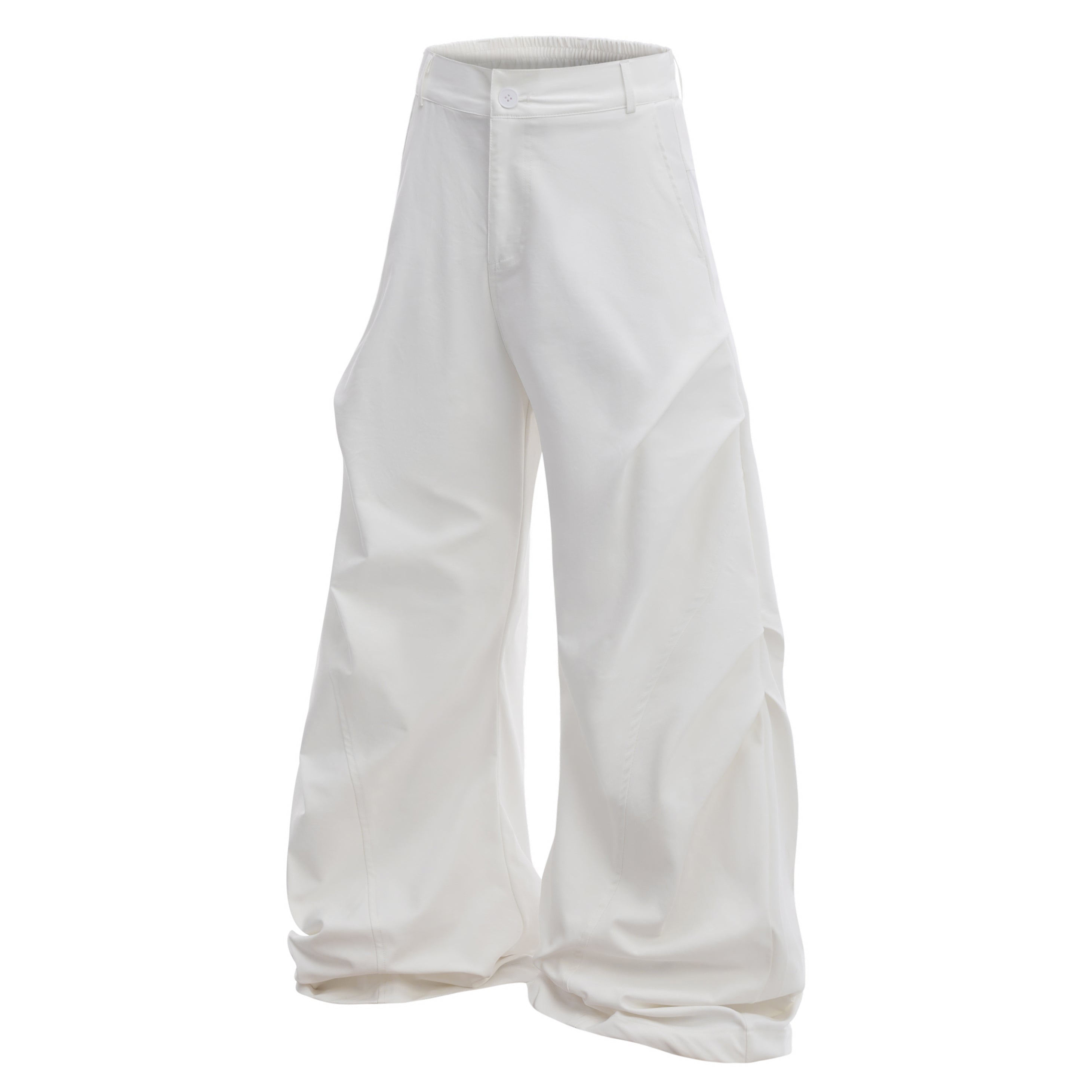 Omirad Sculpted Pleat Tech Wide-Leg Pants | Black & White
