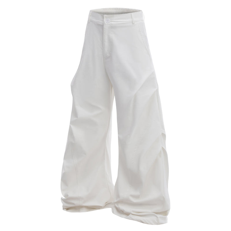 Omirad Sculpted Pleat Tech Wide-Leg Pants | Black & White