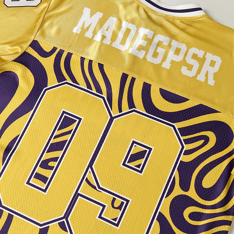 Psychedelic Swirl Football Jersey | Streetwear Varsity Style