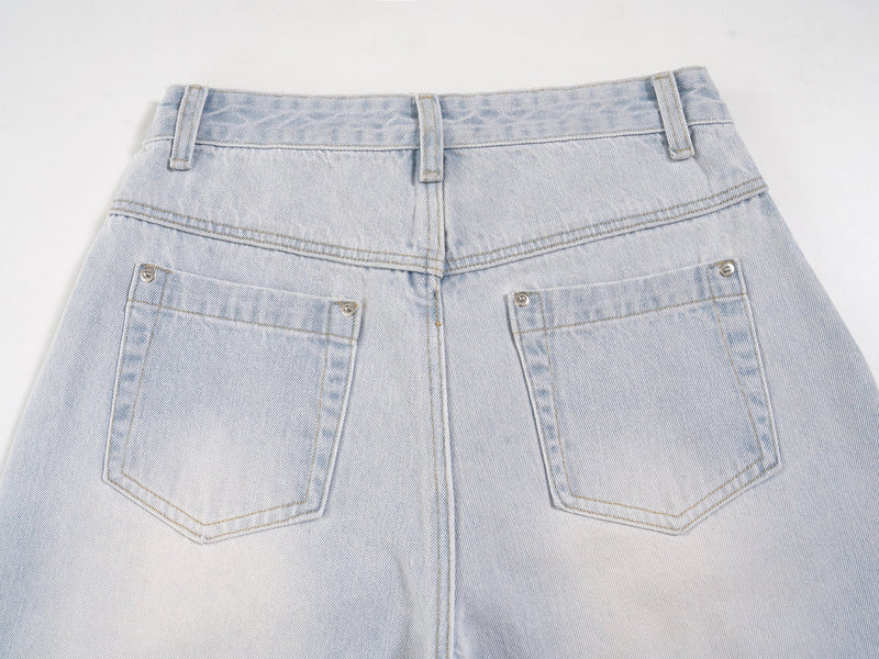 Light-Wash Wide-Leg Denim Pants | Relaxed Streetwear Fit