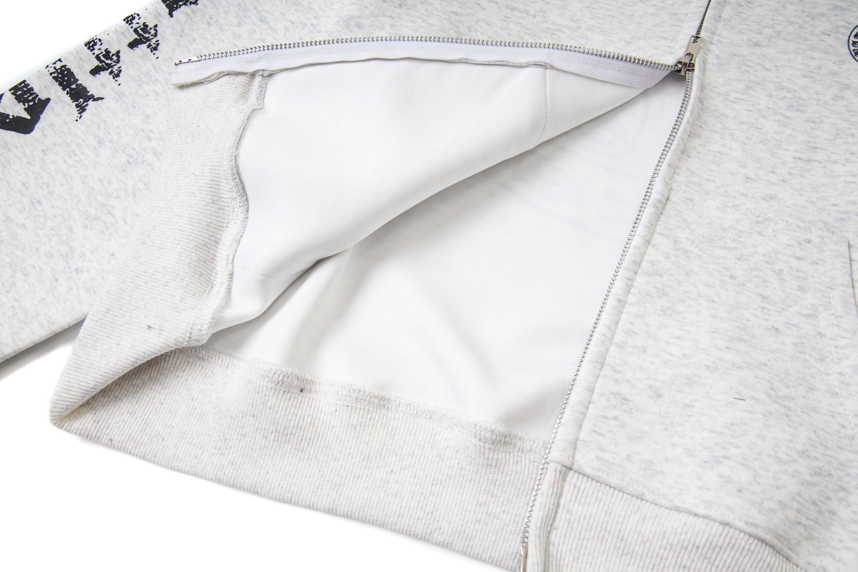Gothic Letter Zip-Up Hoodie | Streetwear Crest Graphic