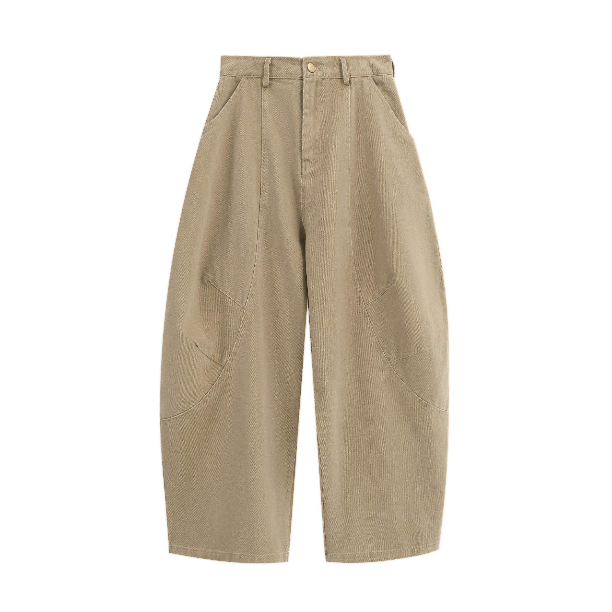 Curved-Cut Barrel Leg Pants | Heavyweight Cotton Trousers
